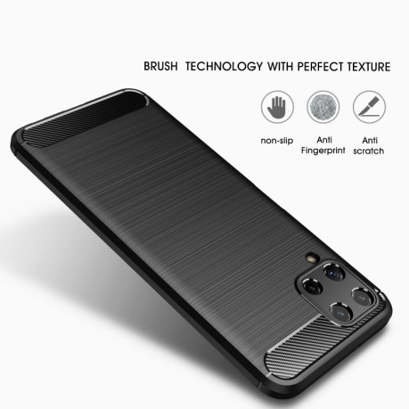Чехол Brushed Texture Carbon Fiber на Samsung Galaxy A22 4G - синий