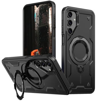 Противоударный чехол MagSafe Holder Armor PC Hybrid для Samsung Galaxy A16 5G - черный