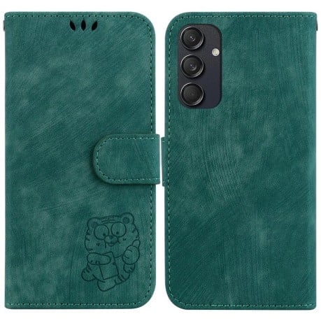 Чехол-книжка Little Tiger Embossed Leather на Samsung Galaxy M55 - зеленый