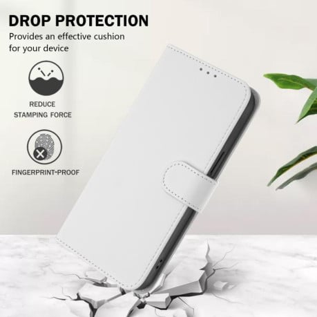 Чехол-книжка с мягким покрытием (Skin Feel) со шнурком на Xiaomi Poco M7 4G 169mm - белый