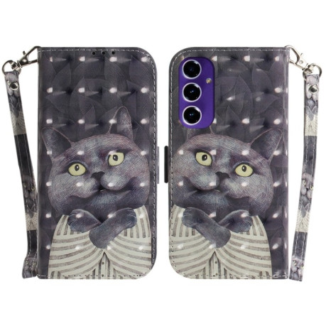 Чохол-книжка Crystal 3D Shockproof Protective Leather для Samsung Galaxy S24 FE 5G - Cat