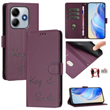 Чехол-книжка Smile Embossing RFID Leather для Xiaomi Poco M7 Pro 5G - фиолетовый