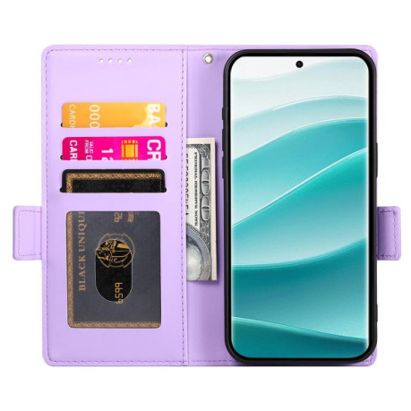 Чехол-книжка Side Buckle Magnetic Frosted Leather для Xiaomi Redmi Note 14 Pro 4G - фиолетовый