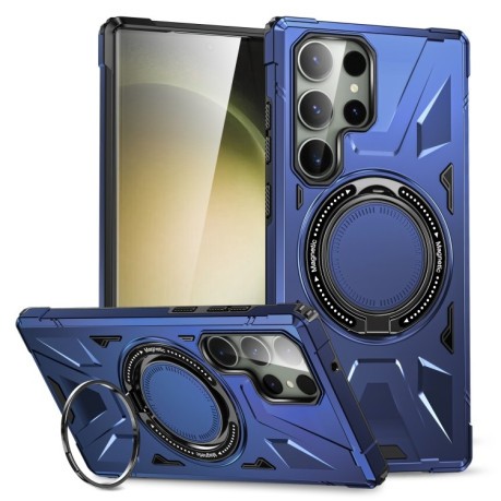 Противоударный чехол HTM MagSafe Magnetic Shockproof Phone Case with Ring Holder для Samsung Galaxy S24+ 5G - синий