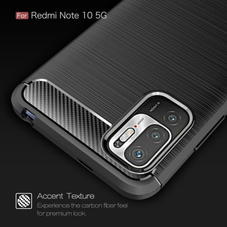 Чехол Brushed Texture Carbon Fiber на Xiaomi Poco M3 Pro/Redmi Note 10 5G/Redmi Note 10T - черный