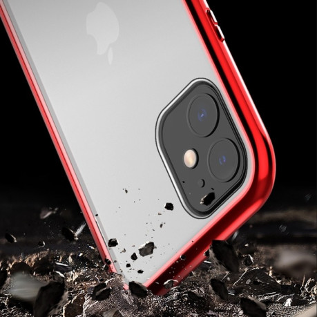 Двухсторонний магнитный чехол Adsorption Metal Frame для iPhone 11 Pro - серебристый