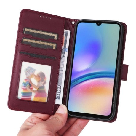 Чехол-книжка BETOPNICE BN-005 2 in 1 Detachable Imitate Genuine Leather для Samsung Galaxy A05s - винно-красный