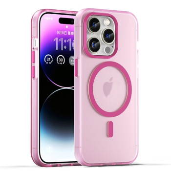 Противоударный чехол MagSafe Frosted Translucent TPU + PC для  iPhone 16 Pro Max - розовый