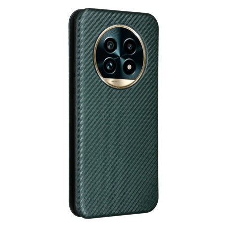 Чохол-книжка Carbon Fiber Texture на Realme 13 Pro / 13 Pro+ - зелений