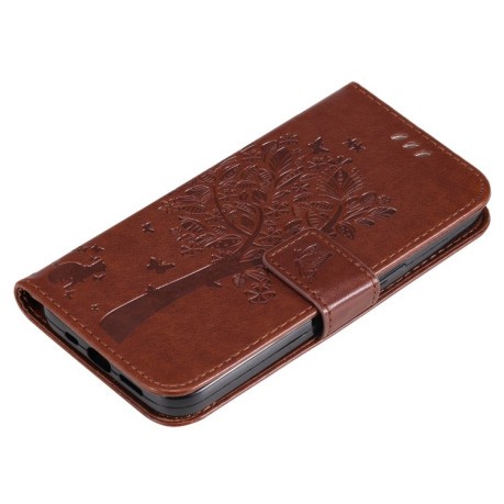 Чехол-книжка Cat Embossing Pattern на Vivo Y11s/Y12A/Y12s/Y20/Y20A/Y20s/Y20G/Y20SG - кофейный