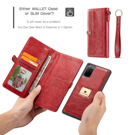Кожаный чехол- книжка CaseMe на Samsung Galaxy S20 Plus Crazy Horse Texture - красный