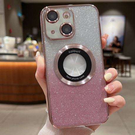 Противоударный чехол Glitter Gradient для iPhone 15 - Rose