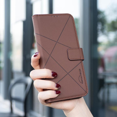 Чехол-книжка Geometric Pattern RFID Leather для Infinix Note 40 Pro 4G / 40 Pro+ 5G - коричневый