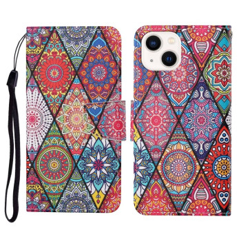 Чохол-книжка Colored Drawing Pattern для iPhone 14 Plus - Rhombus Totem
