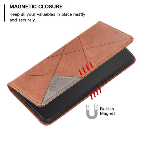 Чехол-книжка Rhombus Texture для Xiaomi Redmi Note 14 5G/Poco M7 Pro 5G - коричневый