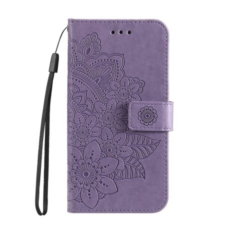 Чехол-книжка 7-petal Flowers Embossing для Xiaomi Redmi 14C 4G/Poco C75/Redmi A4 5G - фиолетовый