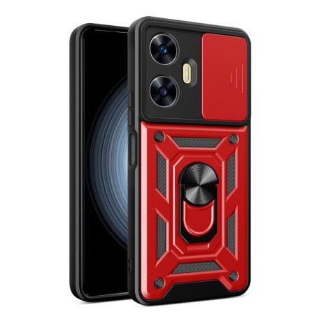 Противоударный чехол Camera Sliding для Realme C55 4G - красный