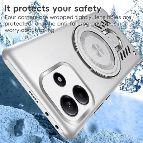 Противоударный чехол Ice Feeling Cooling MagSafe Magnetic для Xiaomi Redmi Note 14 5G - оранжевый