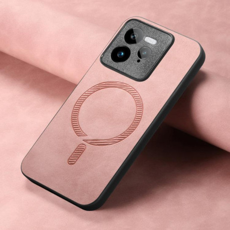 Чехол Retro MagSafe Magnetic PU на Realme GT7 Pro - розовый