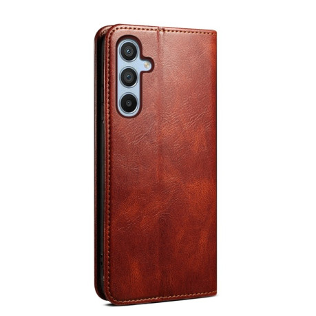 Чехол-книжка Simple Wax Crazy Horse для Samsung Galaxy S25 5G - коричневый