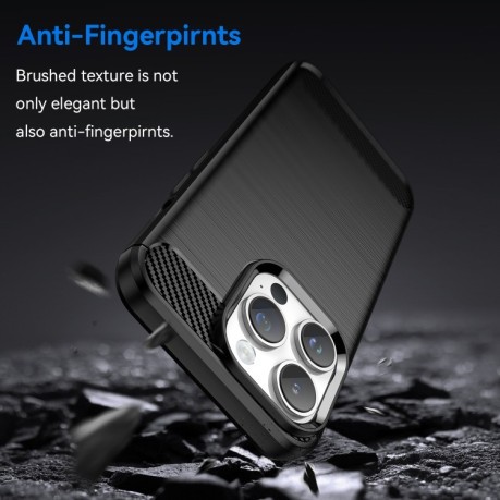 Чохол протиударний Brushed Texture Carbon Fiber на iPhone 15 Pro Max - чорний