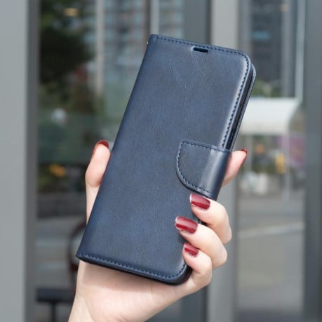 Чехол-книжка Lambskin Texture Pure Color на Xiaomi Redmi 15C 5G/4G EU 173mm/Poco C85 5G - синий