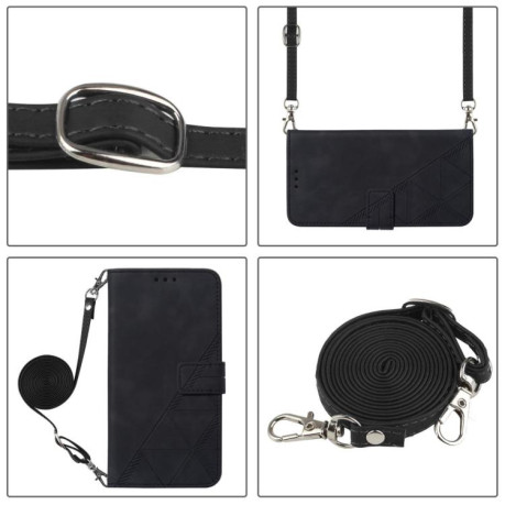 Чохол-книжка Crossbody 3D Embossed Flip Leather для Xiaomi Redmi Note 14 4G 164.48mm - чорний