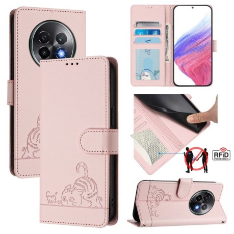 Чохол-книжка Cat Embossing Patternна на Realme 13+ 5G/13 Pro 5G/13 Pro+ - рожевий