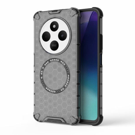 Противоударный чехол Honeycomb Magnetic Ring Shockproof на Xiaomi Redmi 14C 4G/Poco C75/Redmi A4 5G - черный