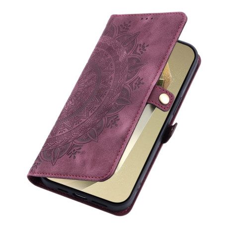 Чехол-книжка Totem Embossed Magnetic Leather для Samsung Galaxy S24 FE 5G - винно-красный