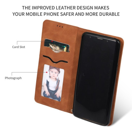Чехол- книжка Retro Skin Feel Business Magnetic на Samsung Galaxy S9 Plus - коричневый