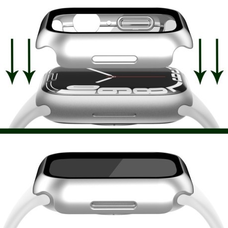 Протиударна накладка із захисним склом Electroplating Matte для Apple Watch Series 8/7 45mm - срібляста