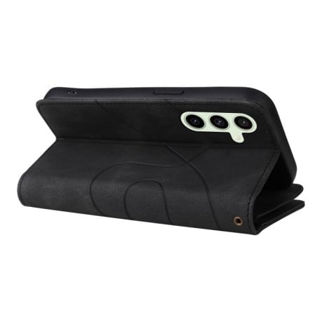 Чехол-книжка Dual-color 9 Card Slots Zipper Wallet Leather для Samsung Galaxy S24 FE 5G - черный