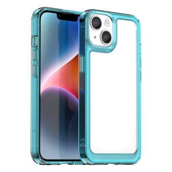 Противоударный чехол  Colorful Acrylic Series с цветной силиконовой боковиной на iPhone 15 - синий