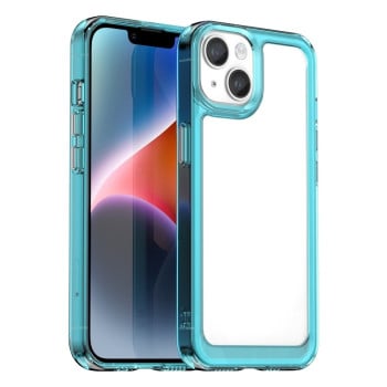 Протиударний чохол Colorful Acrylic Series із кольоровою силіконовою боковиною на iPhone 15 Plus - синій