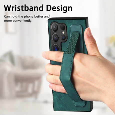 Протиударний чохол Wristband Leather Back для Samsung Galaxy S24 Ultra 5G - зелений