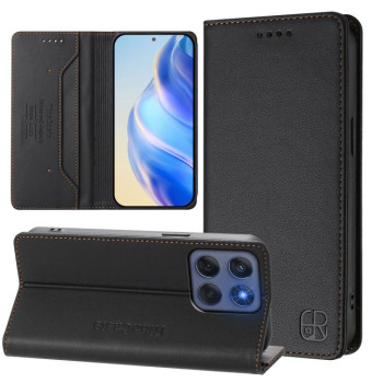 Чехол-книжка RC01 Dual-Folded Magnetic Suction RFID Leather на Motorola Edge 5G 2025 / Edge 60 Fusion - черный