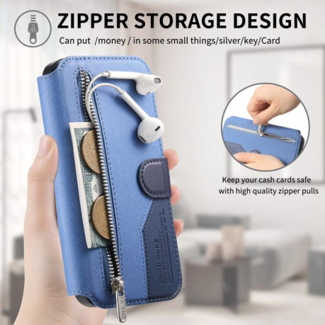 Чохол-книжка Twill Fabric з MagSafe RFID+кишенька на карт на Samsung Galaxy A07 4G / 5G - синій