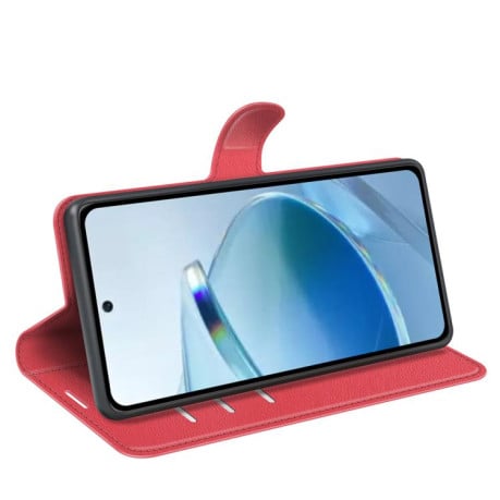 Чохол-книжка з фактурою Litchi та магнітним хлястиком на Xiaomi Redmi 15C 5G / 4G EU 173mm - червоний