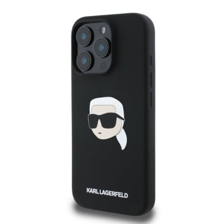 Оригинальный чехол Karl Lagerfeld Silicone Karl Head Print MagSafe для iPhone 16 Pro Max - black