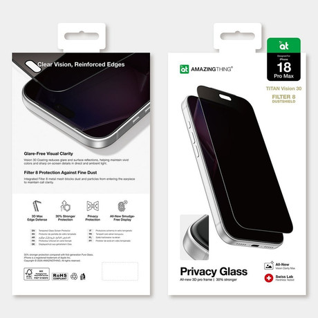 Оригінальне захисне скло AmazingThing Titan Vision 30 Privacy Glass для iPhone 18 Pro Max