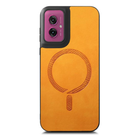 Чехол Retro MagSafe Magnetic PU на Motorola Moto G55 - желтый