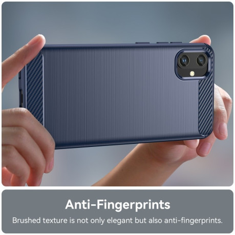 Противоударный чехол Brushed Texture Carbon Fiber на Samsung Galaxy A05 - синий
