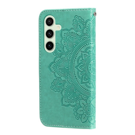 Чохол-книжка 7-petal Flowers Embossing для Samsung Galaxy S24 FE 5G - зелений