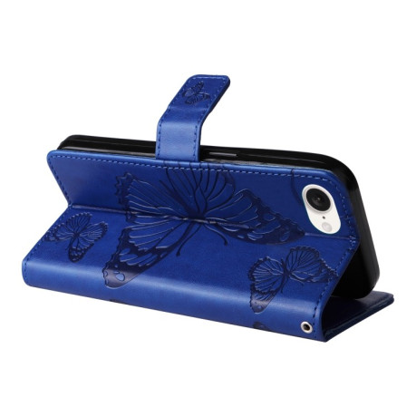 Чехол-книжка Embossed Butterfly для iPhone 16e - синий