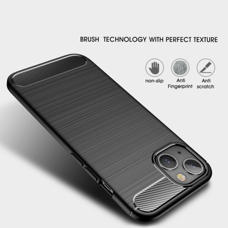 Чохол Brushed Texture Carbon Fiber на iPhone 14 - чорний