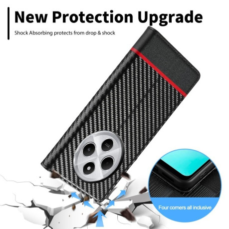 Чехол-книжка LCIMEEKE Carbon Fiber для Xiaomi Redmi 14C 4G/Poco C75/Redmi A4 5G - Black
