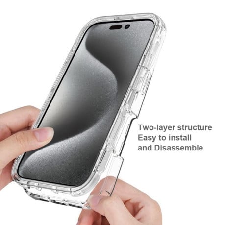 Чохол Dual-color Clear TPU Hybrid PC Shockproof для iPhone 16 Pro - прозорий