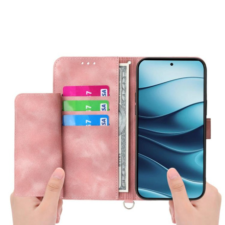 Чохол-книжка Skin-feel Flowers Embossed для Xiaomi Redmi Note 14 4G 164.84mm - рожевий