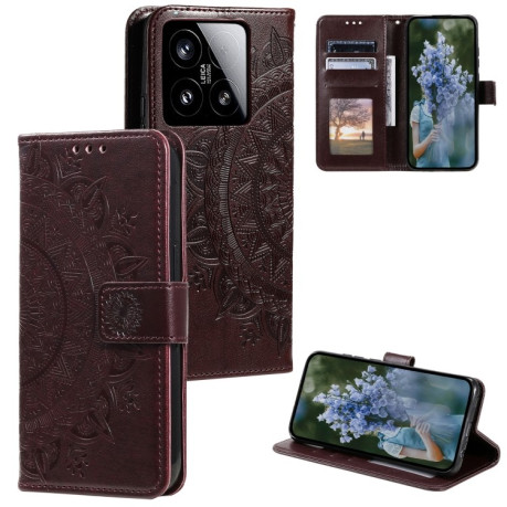 Чохол-книжка Totem Flower для Xiaomi 15 - коричневий